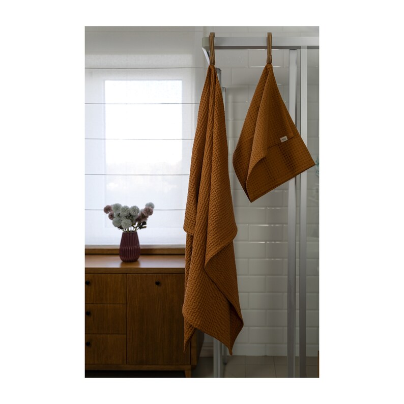 Softend Baby Towel, Organic Rustic Towels, Set of Family Bath Towels, Waffle Linen Big Towels Various Colours image 2