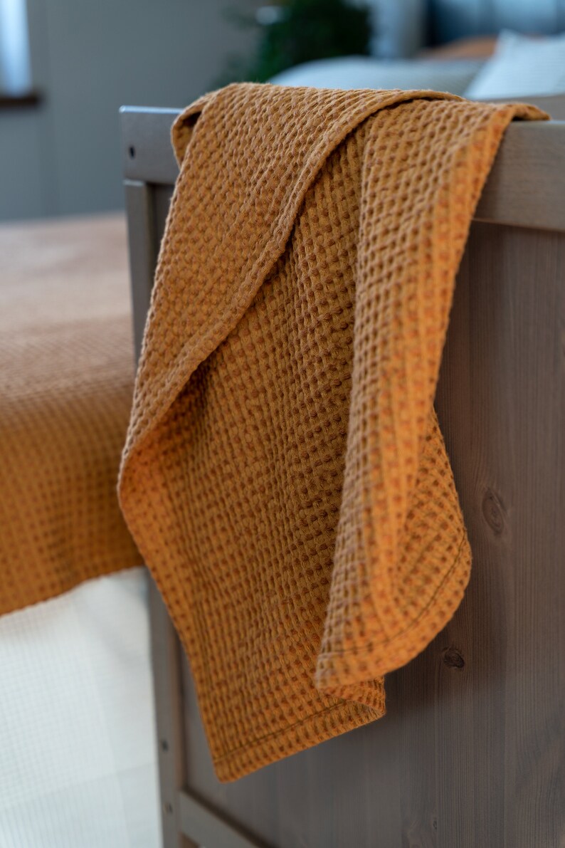 Softend Baby Towel, Organic Rustic Towels, Set of Family Bath Towels, Waffle Linen Big Towels Various Colours terracotta