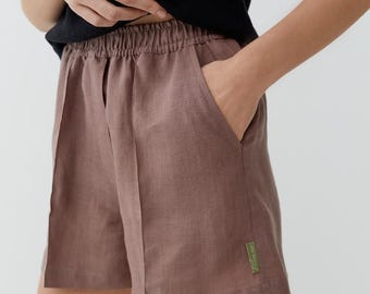 Cacao Brown Linen Shorts: Soft Lightweight Summer Trousers