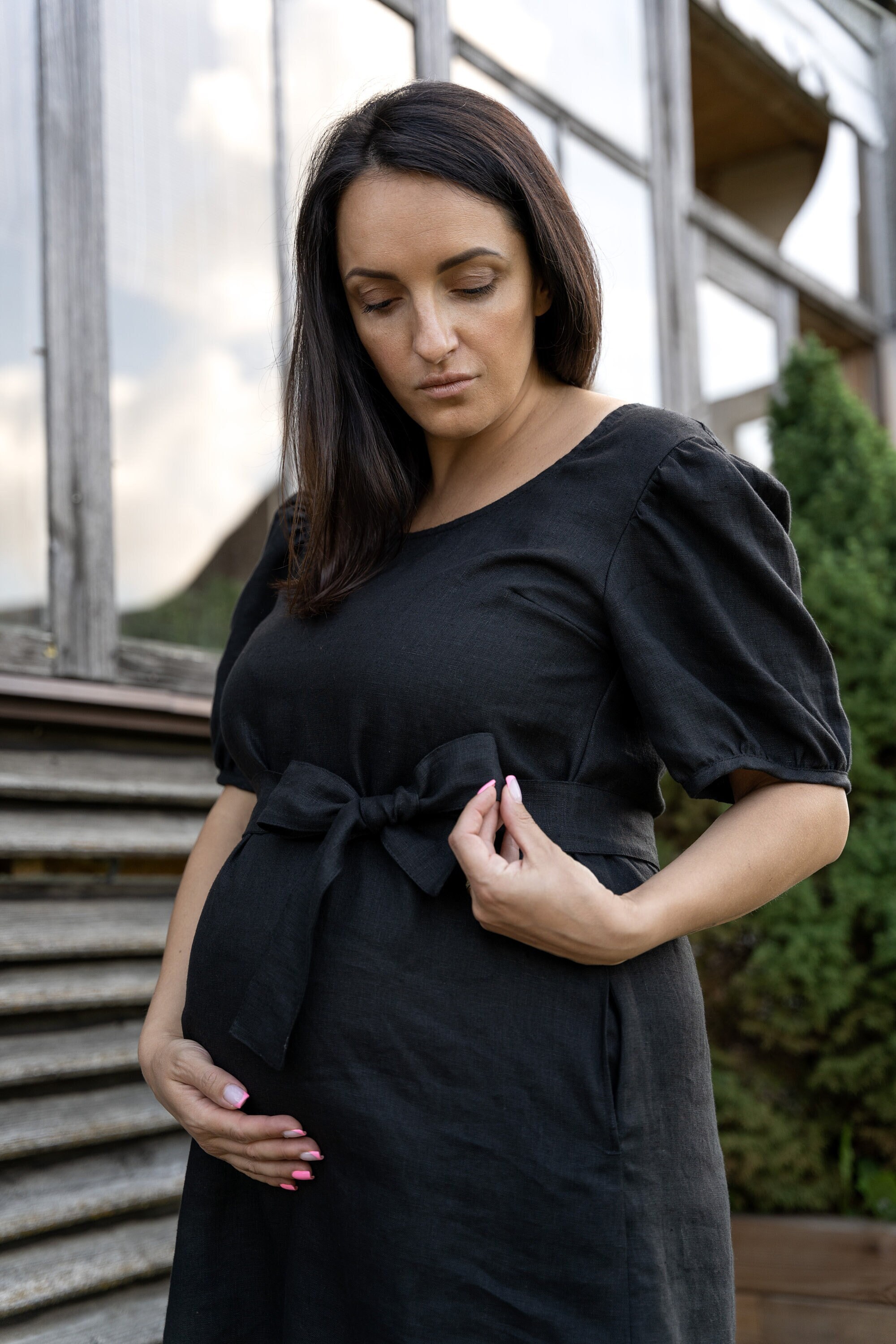 black dresses for pregnant women Trapeze Maternity Dress in Black - Maternity Dress - Maternity wear - Black - Women