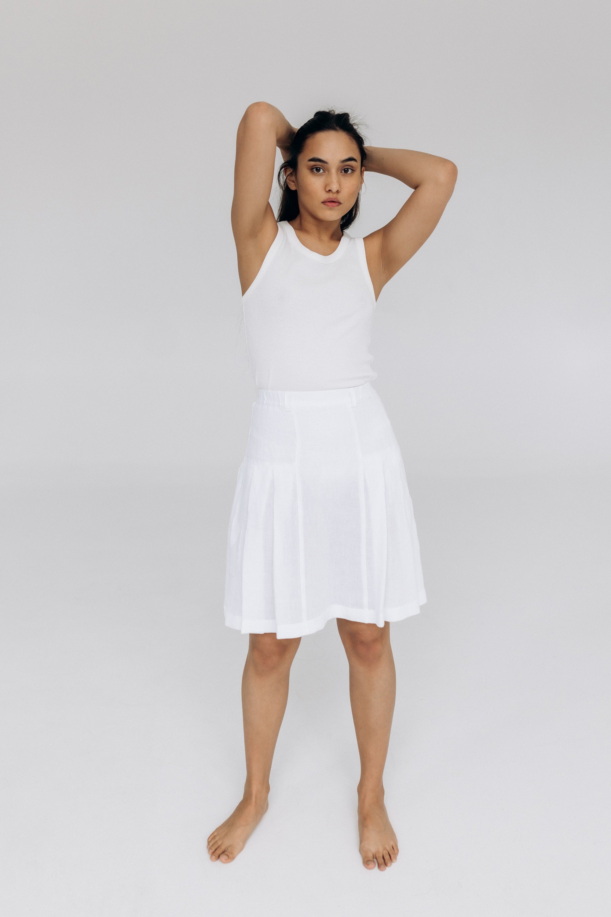 Jupe Fleurie 100% Lin - Marque WHITE STUFF - Taille UK 8 - Longueur 32 Pouces - Occasion TB