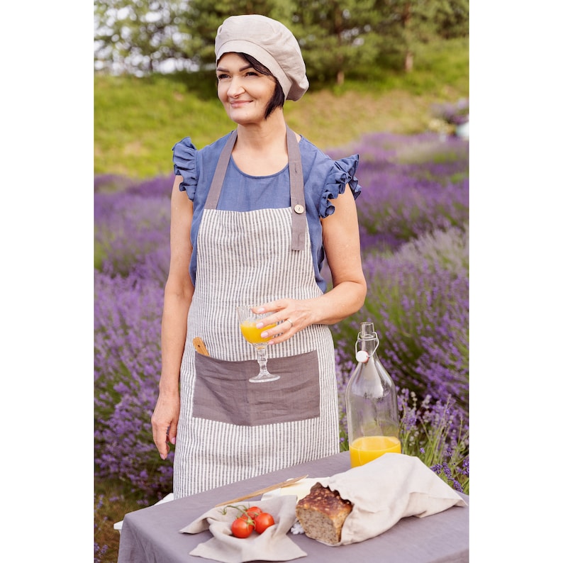 Français bérets pour femme, Bonnet de cuisine en lin, Béret de classe taille unique, Casquette de chef cuisinier, Casquette de cuisine vintage image 1