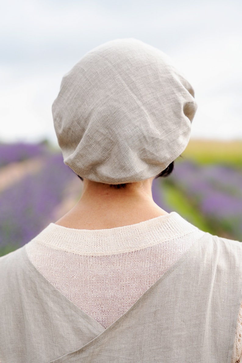 Français bérets pour femme, Bonnet de cuisine en lin, Béret de classe taille unique, Casquette de chef cuisinier, Casquette de cuisine vintage image 6