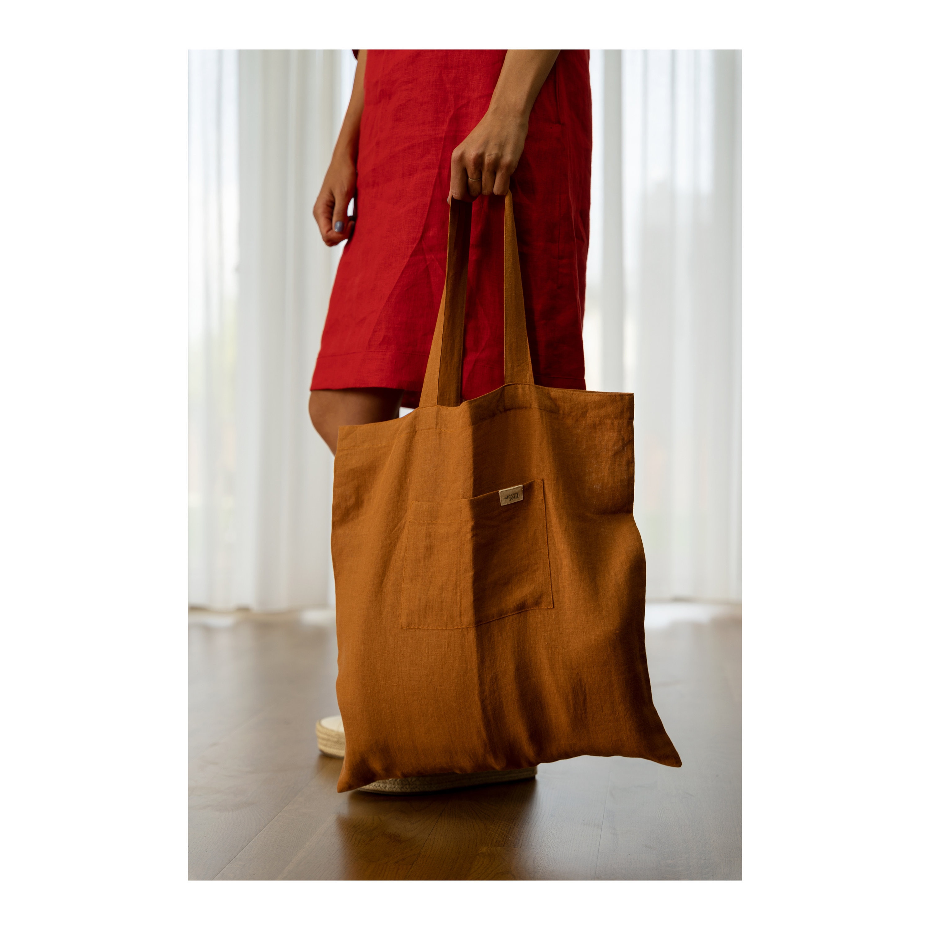 Linen Purse Handmade Cinnamon Linen Tote Bag: Large Eco-friendly Shoulder Bag - Etsy