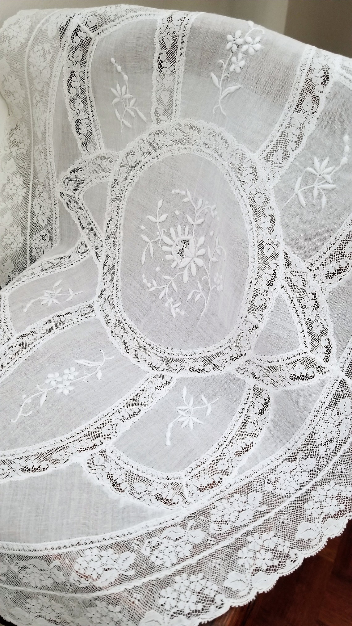 Antique French Handmade Normandy Lace Tablecloth Lace Mat Etsy