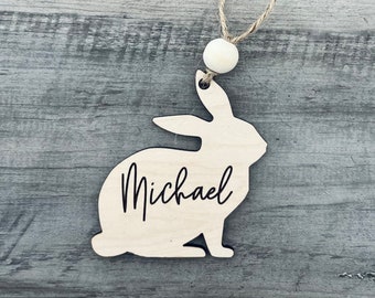 Rabbit Easter Basket Tag | Personalized Easter Bunny Gift Tag | Easter Dinner Place Card | Bunny Tag | Easter Basket Gift | Engraved Tag