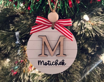 Personalized Shiplap Ornament | Family Ornament | Stocking Stuffer | Gift For Friend | Last Name Ornament | Gift For Newlyweds