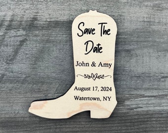 Cowboy Boot Save The Date Magnet | Personalized Wedding Favors | Engraved Wedding Decor | Unique Wedding Accessories | Western Wedding Theme
