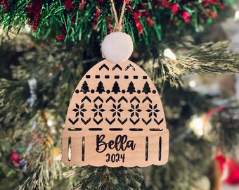 Personalized Winter Hat Ornament | Stocking Stuffer For Kids | Stocking Tag | Secret Santa Gift | Gift For Friend | Personalized Christmas