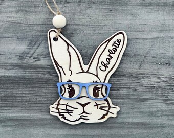 Bunny With Glasses Easter Basket Tag | Bunny Rabbit Gift Tag | Personalized Easter Gift | Gift From Easter Bunny | Gifts Under 20 Dollars