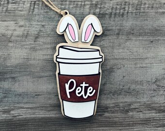 Coffee Easter Basket Tag | Hot Coffee Gift Tag | Gift For Coffee Lover | Easter Decor | Easter Dinner Place Card | Coffee Tag | Easter Gift