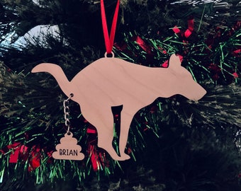 Personalized Dog Pooping Christmas Ornament | Funny Dog Poop Ornament | Gag Gift For Brother | Funny Ornament | White Elephant Gift