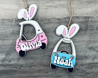 Personalized Push Car Easter Basket Tag | Gift Tag For Child | Easter Decor | Easter Bunny Gift | Spring Place Card | Personalized Easter