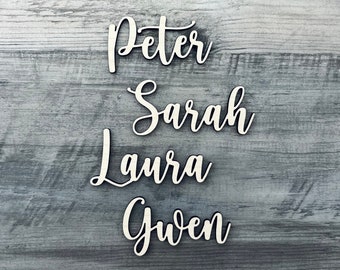 Wooden Names | Personalized Place Cards | Wedding Name Plates | Wooden Place Setting | Laser Cut Words | Personalized Wedding Details