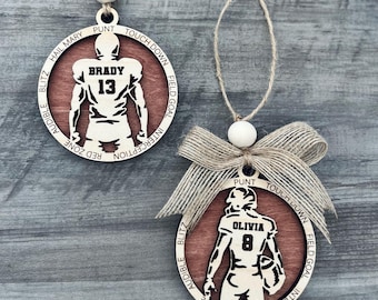 Personalized Football Player Ornament | Gift For Students | Gift For Athletes | Football Team Present | Stocking Stuffer | Secret Santa