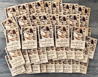 Engraved Photo Save The Date Magnets | Wooden Wedding Decor | Personalized Wedding Accessories | Wedding Planning | Engraved Photo Magnet