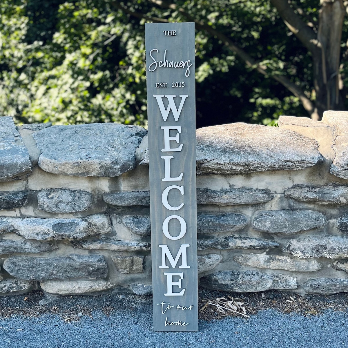 Personalized Welcome Sign: Add Your Last Name and Est Year | Wooden Entryway Sign | 4ft Porch Leaner | Custom Housewarming or Closing Gift - Etsy