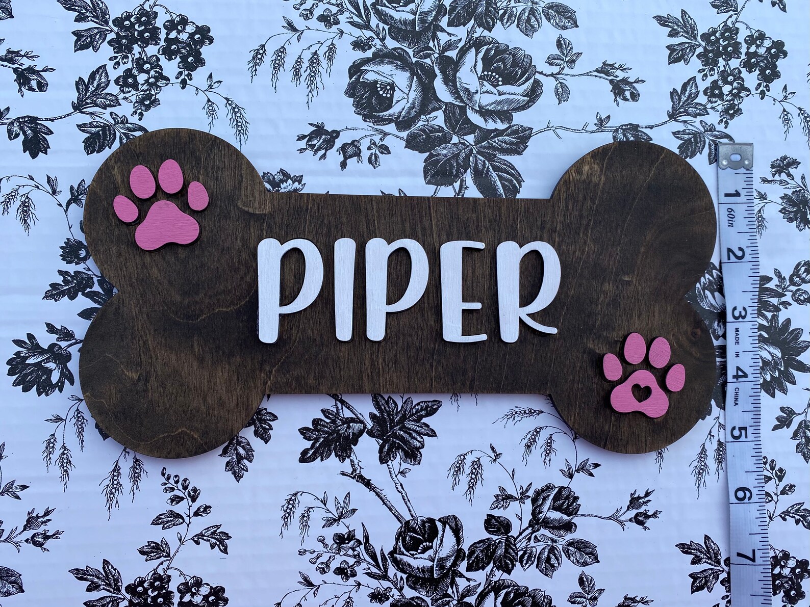 Personalized Dog Name Sign Wooden Dog Bone Place Setting Etsy