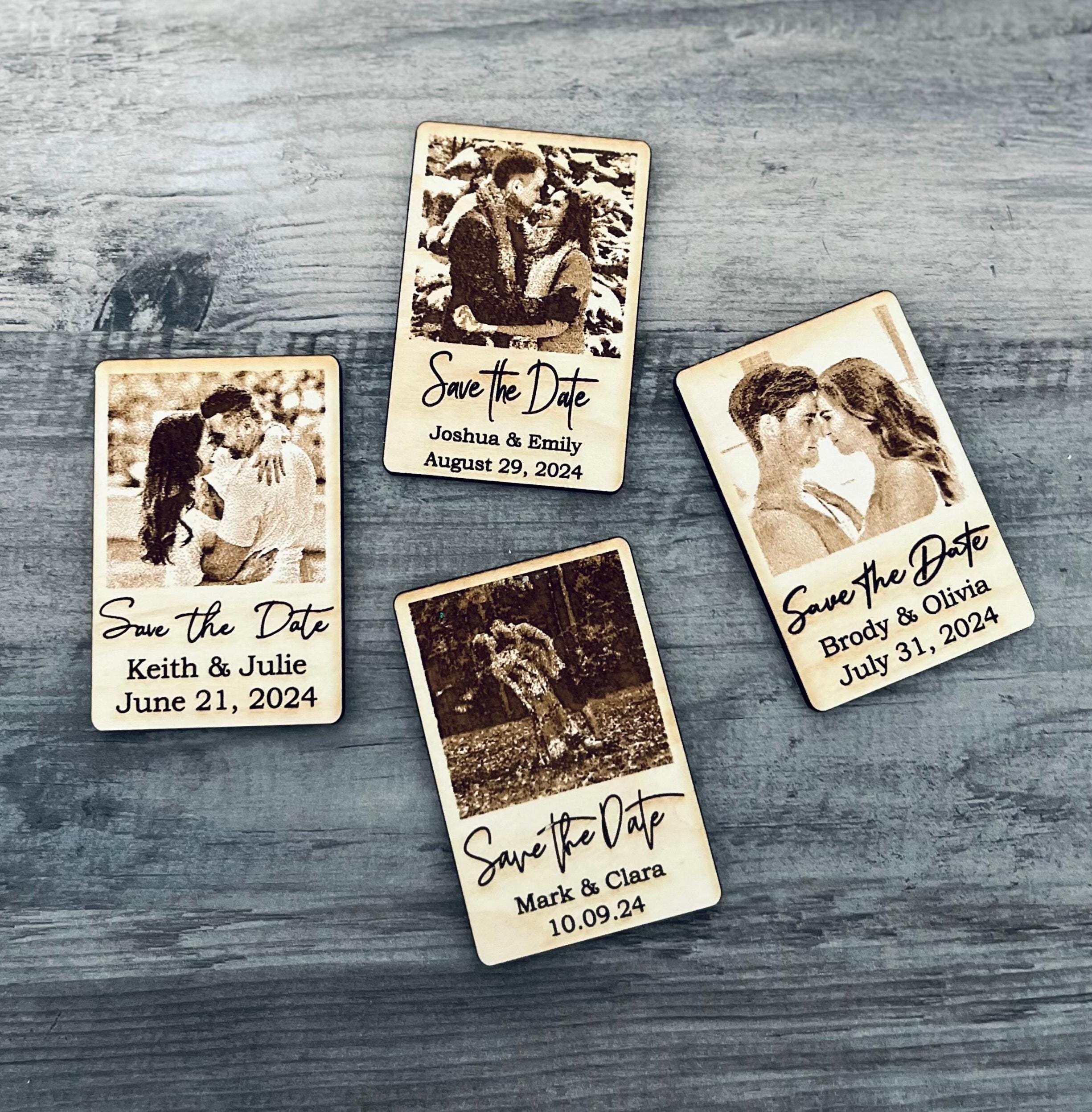 Engraved Photo Save the Date Magnets | Wooden Wedding Decor ...