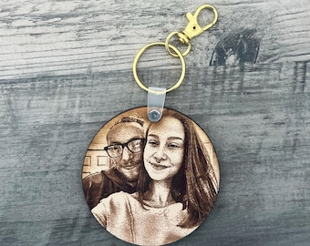 Personalized Photo Keychain | Engraved Photo Gift | Valentine’s Day Gift | Anniversary Present | Wooden Photo | Stocking Stuffer For Wife