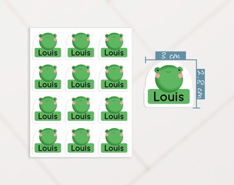Kawaii Frog Name Tag Labels, Frog Sticker with Name, School Supplies Name Stickers