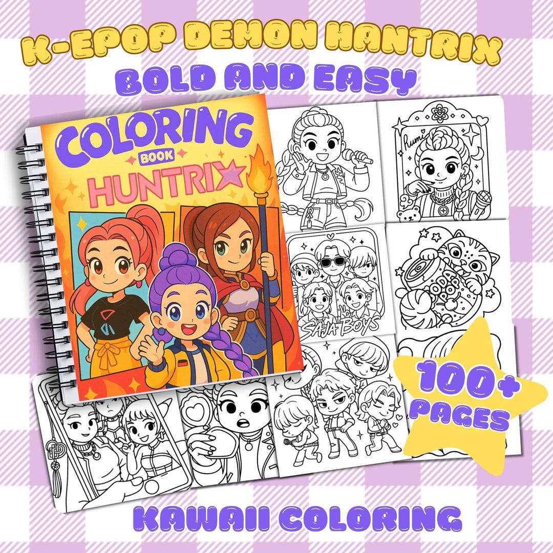 100+ Kpop Demon Hunters Coloring Book, Huntrix Saja Boys Coloring Pages ...