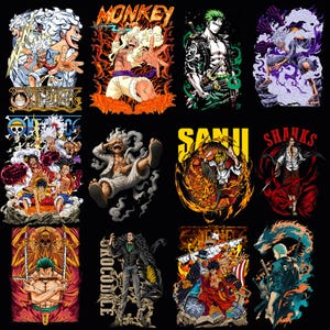 Conception de t-shirt anime : One Piece Luffy Gear 5 PNG (Téléchargement numérique)