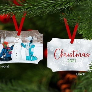 Custom Aluminum Christmas Ornament, Berlin Design, Horizontal, Add a Horizontal Photo