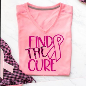 Find A Cure SVG Cancer Awareness Svg Fight Cut File October Pink Ribbon Breast Cancer SVG PNG Studio Download Cricut Cut Sublimation