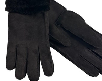 Herren Luxus schwarze Schaffellhandschuhe, Herrenhandschuhe, Vollschaffell, perfektes Geschenk, UK