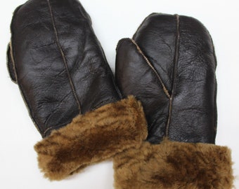 WW2  Nappalamb  mittens ,B3 sheepskin mittens uk ,brown/ginger, perfect gift