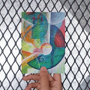 Postkarte Farbiges Abstrakt, Einmalige Kunstkarte bunt, farbige Grußkarte, Hochzeitskarte Glückwunschkarte, Originales Design by Kuhlmann