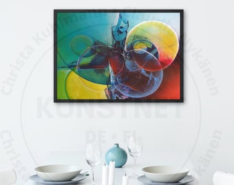 Abstrakter Kunstdruck auf Leinwand, Moderner bunter Druck, Blasenwelten, Malerei Original