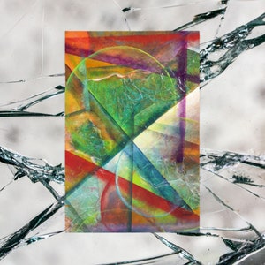 Postkarte "Glas", Einmalige Kunstkarte abstrakt, Grußkarte bunt, Hochzeitskarte Glückwunschkarte farbig, Originales Design by Kuhlmann