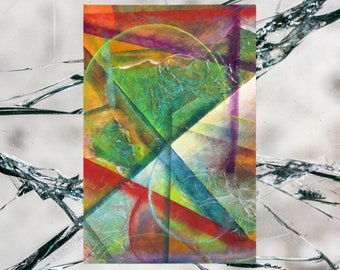 Postcard "Glass", unique art card abstract, greeting card colorful, wedding card congratulations card colored, original design by Kuhlmann