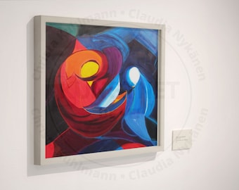 Mother and child | Modern Abstract Art Print on Canvas, Abstract Painting Canvas, Colored Abstract Print