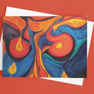 Postal mujer abstracto, mujer de la tarjeta de arte única, tarjeta de felicitación rojo, tarjeta de la boda tarjeta de felicitación, diseño por Kuhlmann