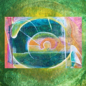 Ojo de la postal, verde de la tarjeta de arte único, impresión del arte de la tarjeta de felicitación verde, tarjeta de la boda tarjeta de felicitación, diseño original por Kuhlmann