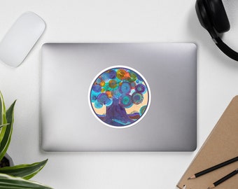 Aufkleber Lila Baum, Sticker Landschaft Lila, Aufkleber für Laptop, Aufkleber für Wasserflasche, Unikat, Design by Kuhlmann