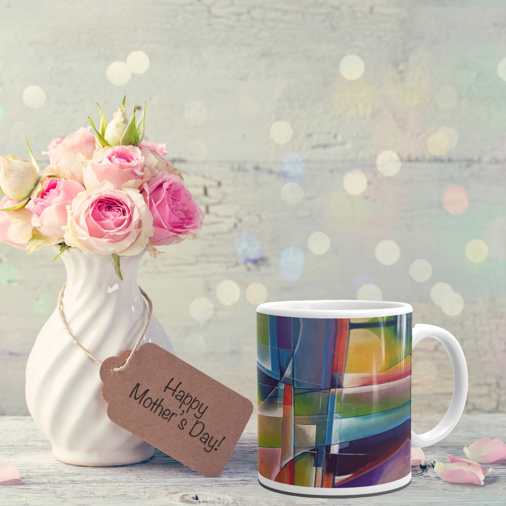 Gift for artist Coffee cup Abstract Geometric mug colorful Design by Kuhlmann Tea mug art print Ceramic Cup Drink & Barware Home & Living Kitchen & Dining etna.com.pe