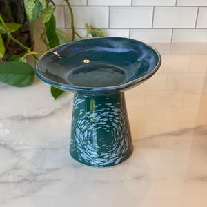 Fish School Elevated Cat Food Bowl, Handmade Pottery