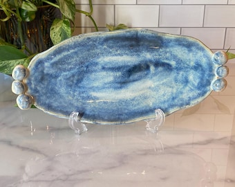 Water and Lace Oblong Dish, Handmade Pottery