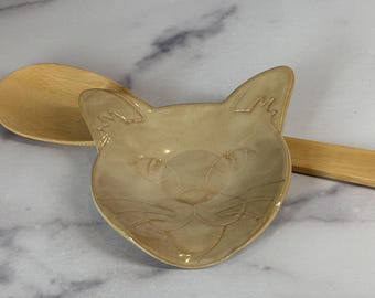 Birch Cat Dish/Spoon Rest, Handmade Pottery