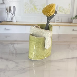Sea Oats Sponge and Brush Holder, Handmade Pottery