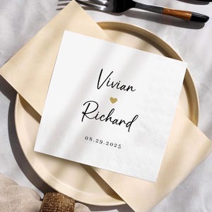 Custom Wedding Napkins With Name | Personalized Party Napkins with 100 Sheets |  Any Text On Engagement Napkins
