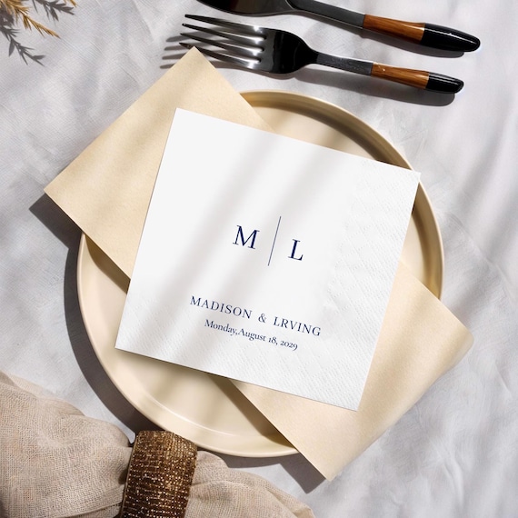 Custom Wedding Napkins With Name | Personalized Party Napkins with 100 Sheets |  Any Text On Engagement Napkins