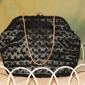 Vintage '80s Broadway Handmade Black Beaded Clutch Bag - Etsy