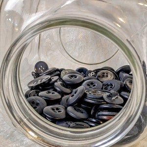 100+ Aged Black Buttons for Sewing, Projects, Treasures and Collecting