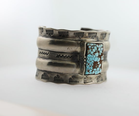Silver and spiderweb Turquoise Cuff Bracelet