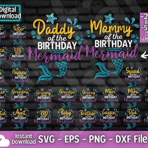 Mermaid Birthday Family Bundle Svg, Mermaid Birthday Svg, Mermaid Svg, Mermaid Squad Parent Svg, silhouette Cricut Cut file Digital Download